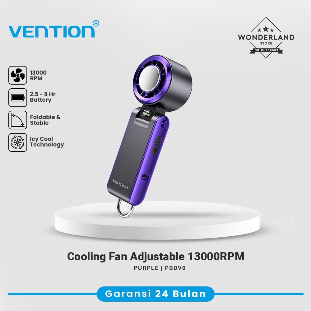 Vention Kipas Lipat Mini Portable Cooling Fan 13000RPM 3000mAh Kipas Angin Genggam LED Display