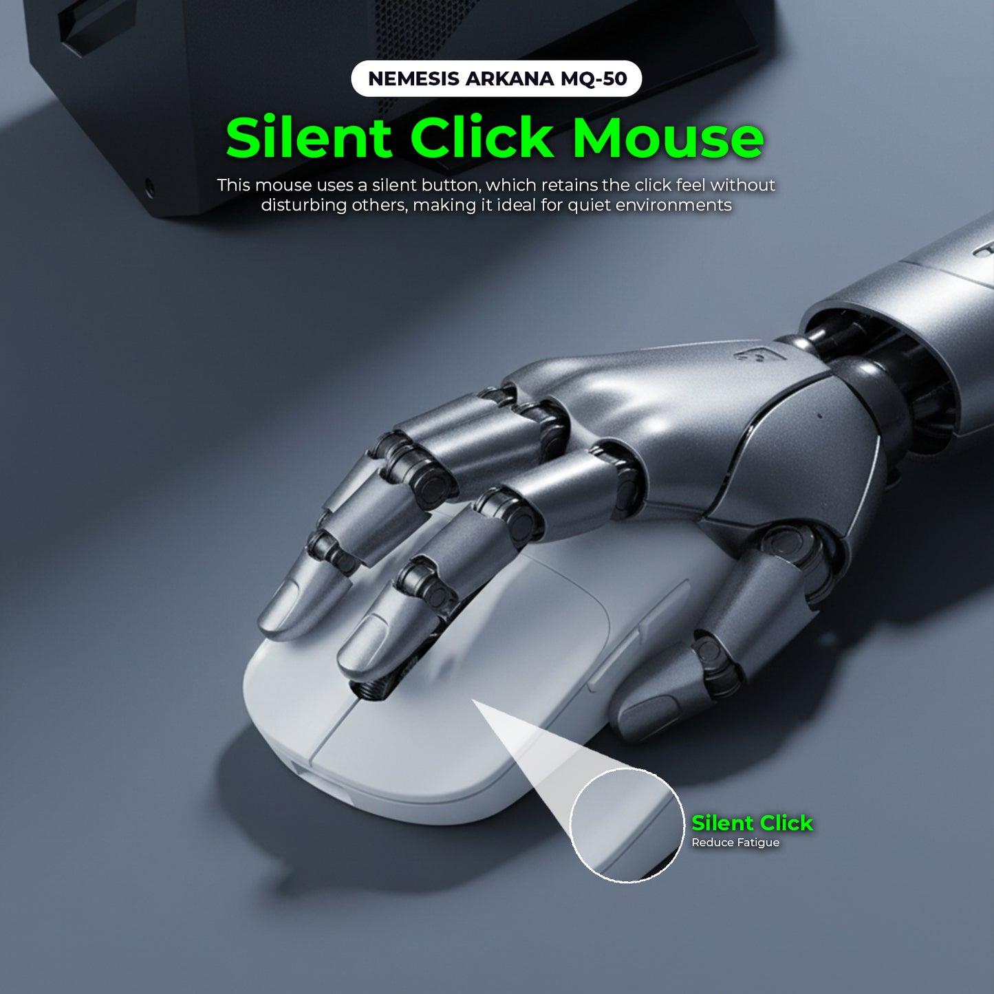Nemesis Arkana MQ50 Mouse Wireless 2.4Ghz Dual Mode Rechargeable Battery with Digital Display MQ-50