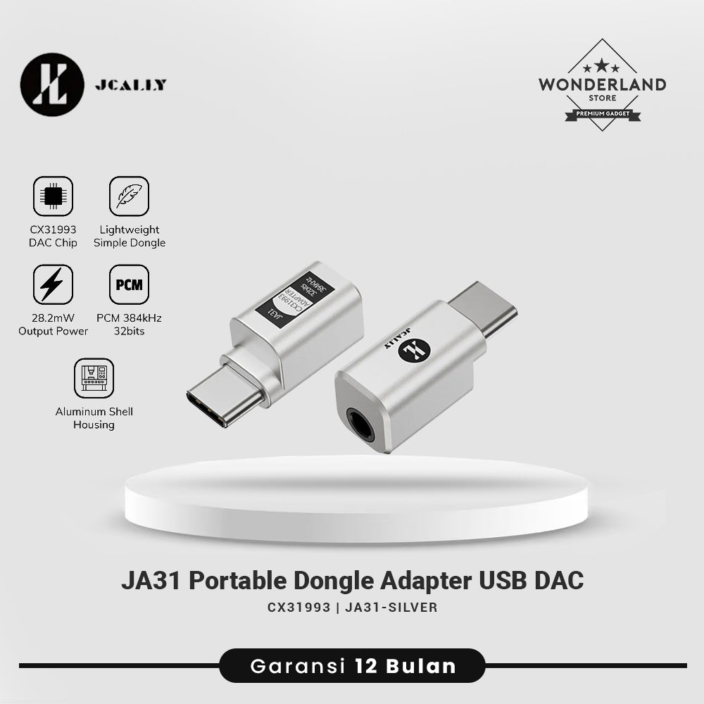 Jcally JA31 CX31993 Chip Dongle DAC Type C to 3.5mm Jack Audio Converter