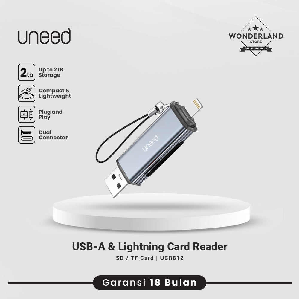 Uneed Card Reader USB-A / USB-C / Lightning to Memory SD/TF Card/USB A 2TB Support
