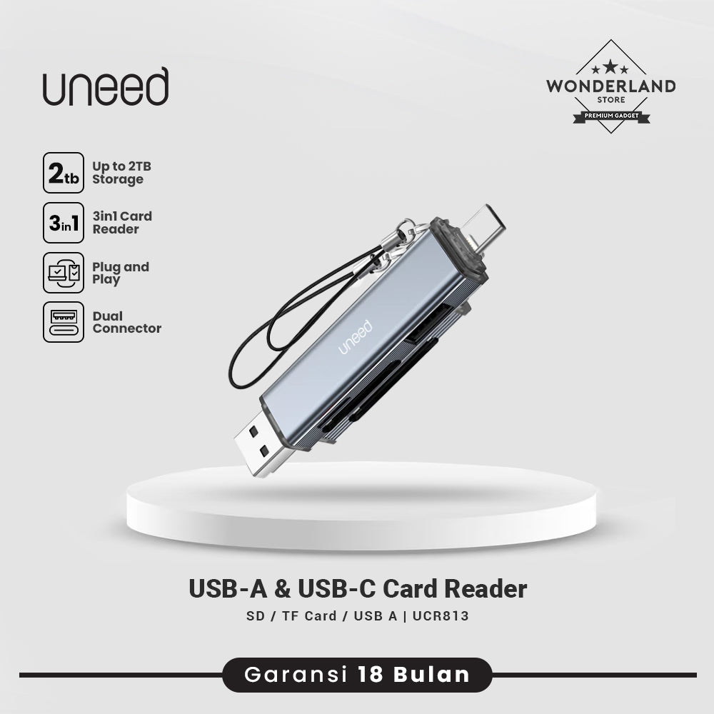 Uneed Card Reader USB-A / USB-C / Lightning to Memory SD/TF Card/USB A 2TB Support