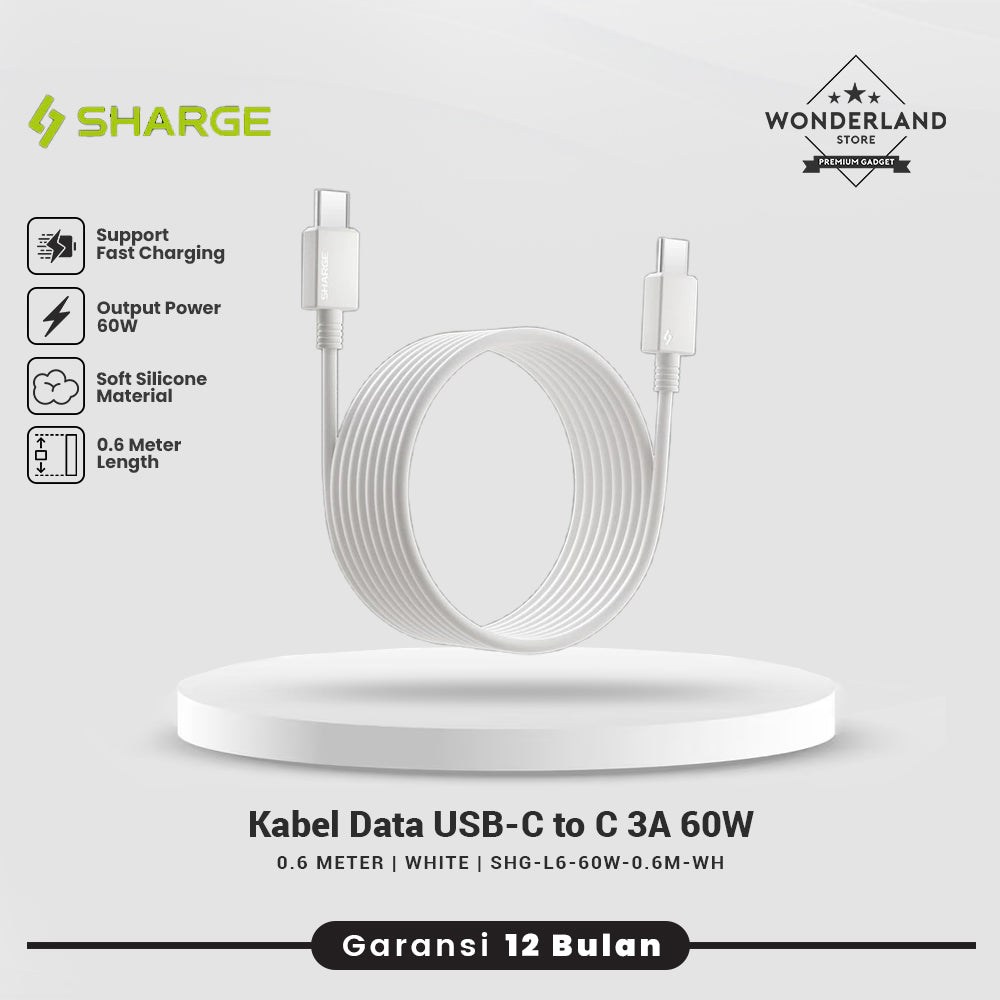 Sharge Kabel Data USB-C to C 60W 3A 240W 5A Fast Charging Sillicone Material L6