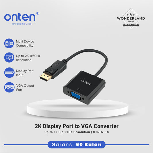 Onten Kabel DP Display Port to VGA Converter 2K @60Hz Resolution OTN-5118