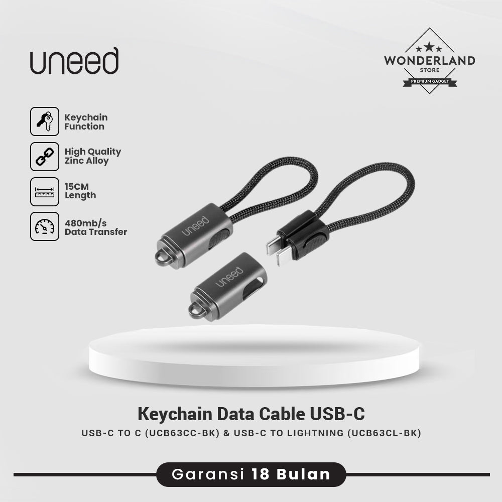 Uneed Keychain Data Cable USB-C to Lightning / USB-C to C QC PD 60W - UCB63