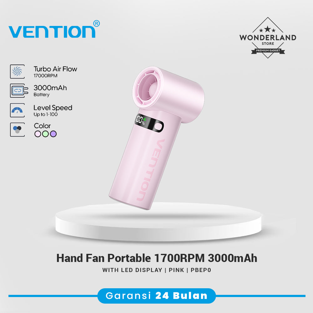 Vention Mini Fan Portable Kipas Angin Genggam Handheld 1700 RPM 3000mAh LED Display With Lanyard - PBE
