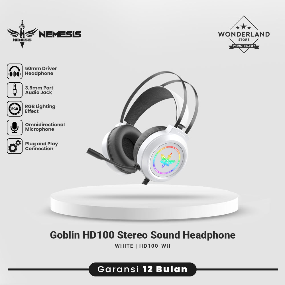 NYK Nemesis Goblin HD100 Wired Headphone 50mm Driver Stereo Sound Jack 3.5mm with Microphone