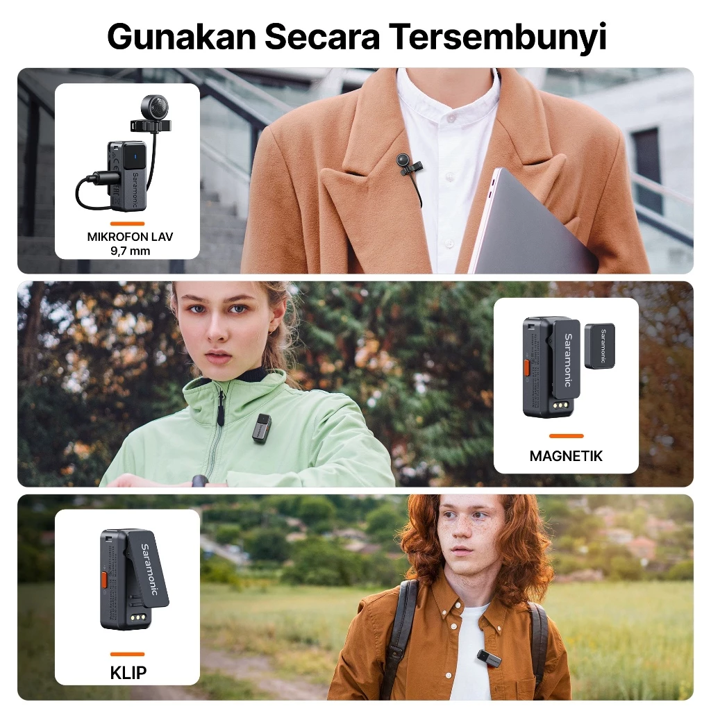 Saramonic Air Wireless Microphone Clip On Lavalier HP Camera Recording Vlog Live Mikrofon Nirkabel