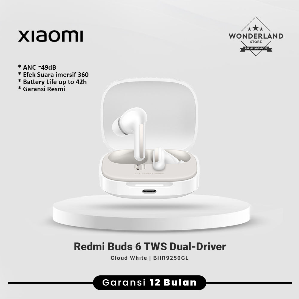 Xiaomi Redmi Buds 6 Earbuds TWS Bluetooth Dual-Driver ANC 49dB Imersive Sound 360°