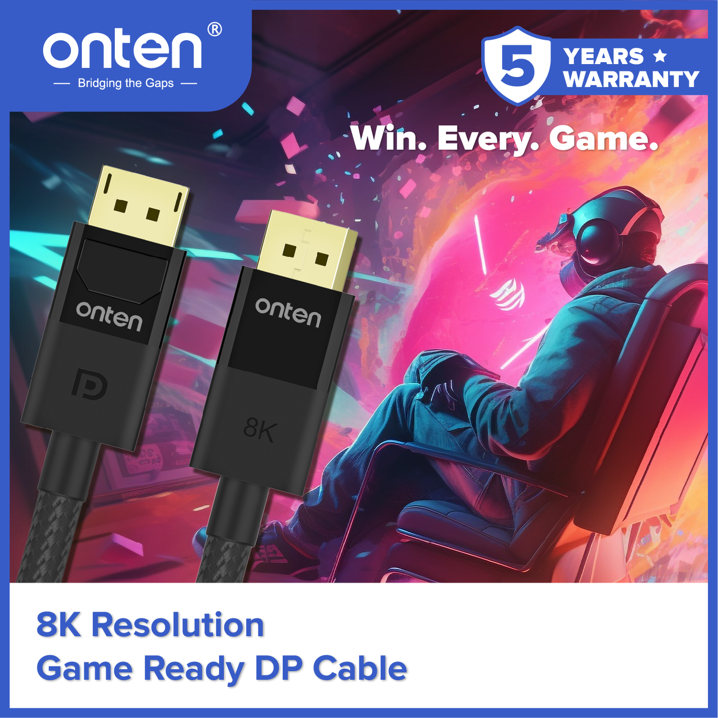 Onten Kabel DP TO DP Display Port 1.4 8K @60Hz Ultra High Speed Multi Device OTN-DP122
