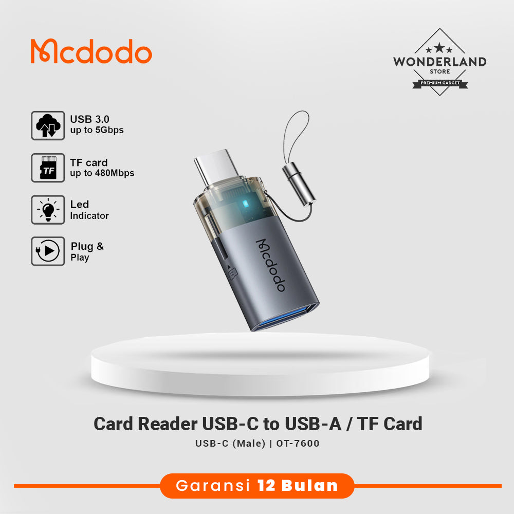 Mcdodo Card Reader 2in1 USB-C to USB-A 3.0 TF Card Speed 5Gbps