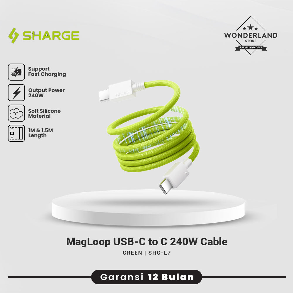 Sharge MagLoop USB-C to USB-C 240W PD 3.1 Fast Charging Braided Magnetic Cable