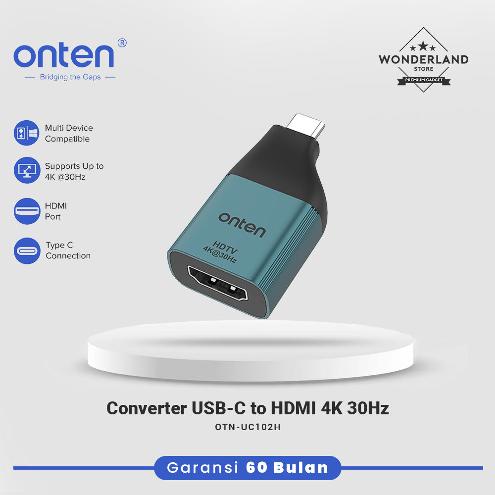 Onten Converter Adapter USB-C to HDMI 4K 30Hz HDTV Thunderbolt DP Alt Mode OTN-UC102H