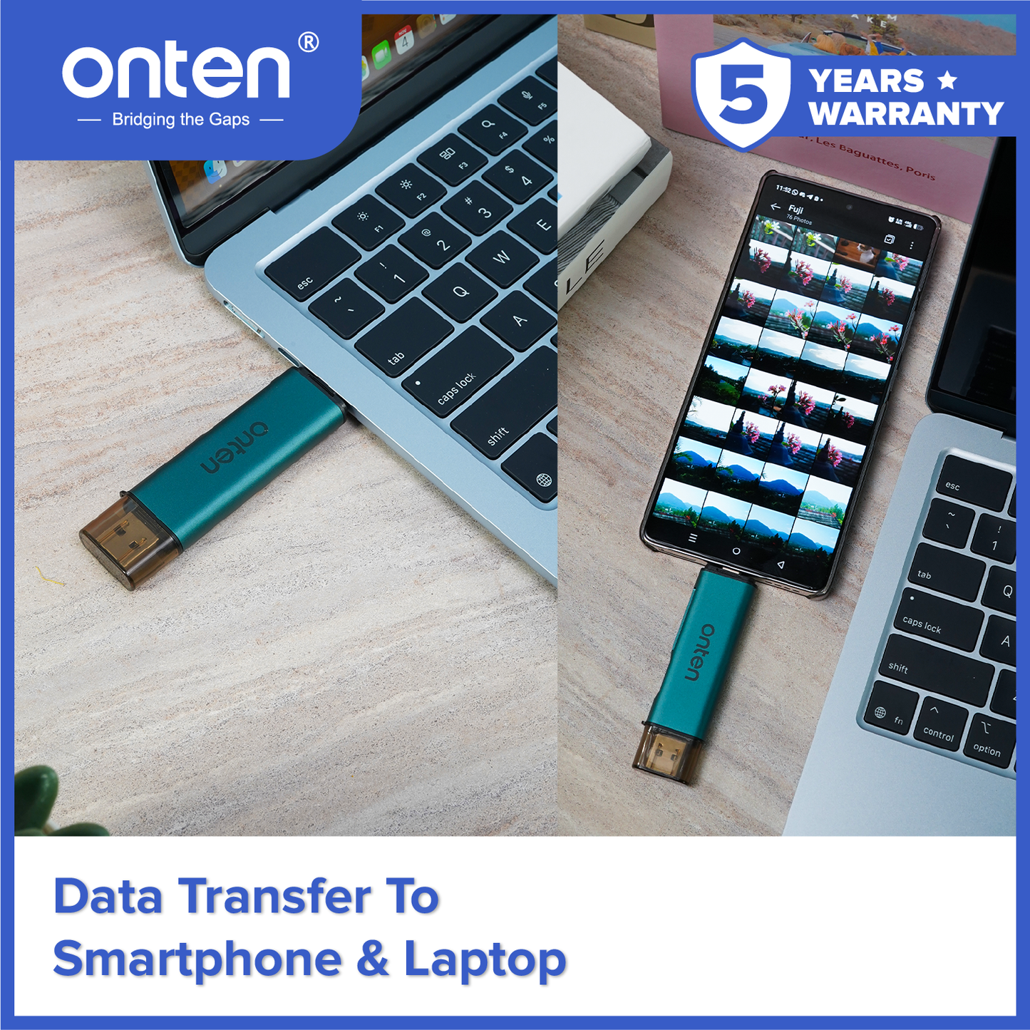 Onten Card Reader Dual USB-C+USB-A Micro SD/TF + USB C OTN-CR538S