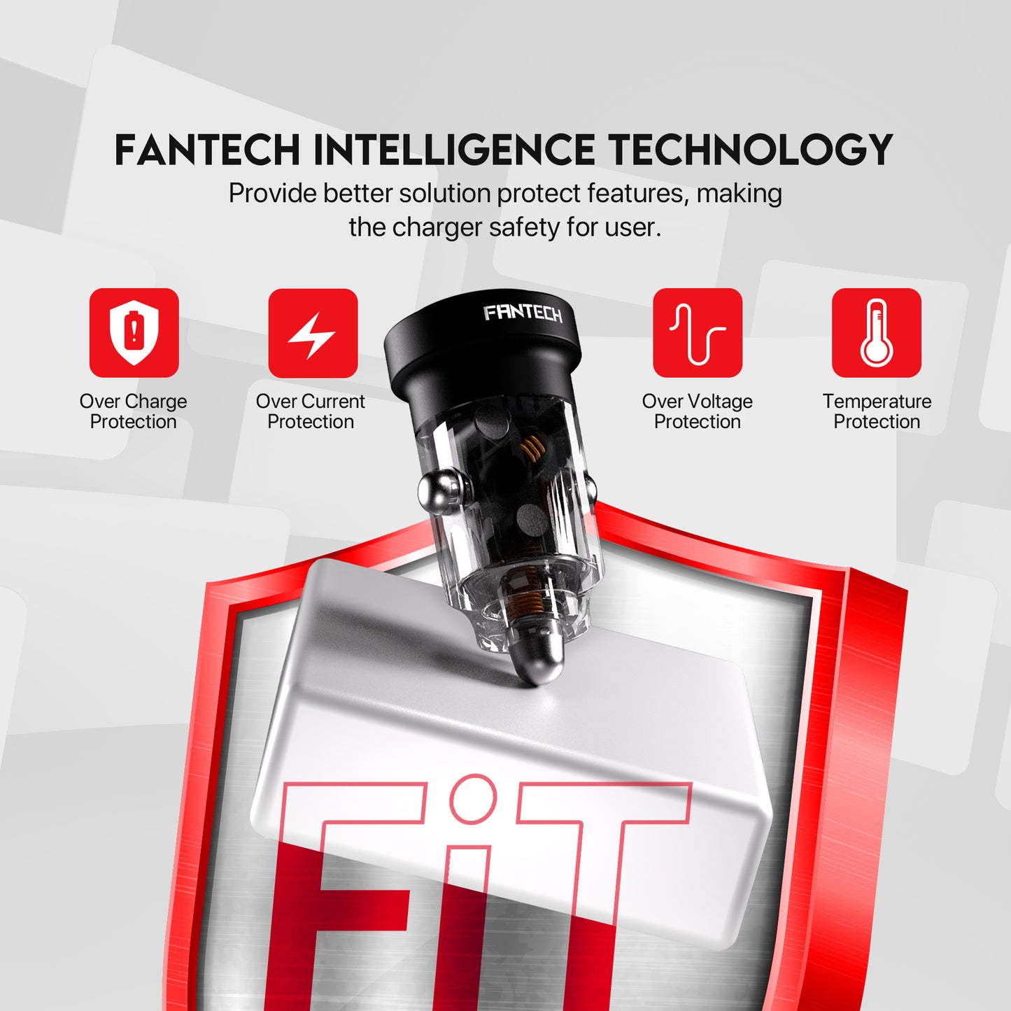 Fantech Power Move Charger Mobil Adaptor Car Charger USB3.0 + USB-C PME301