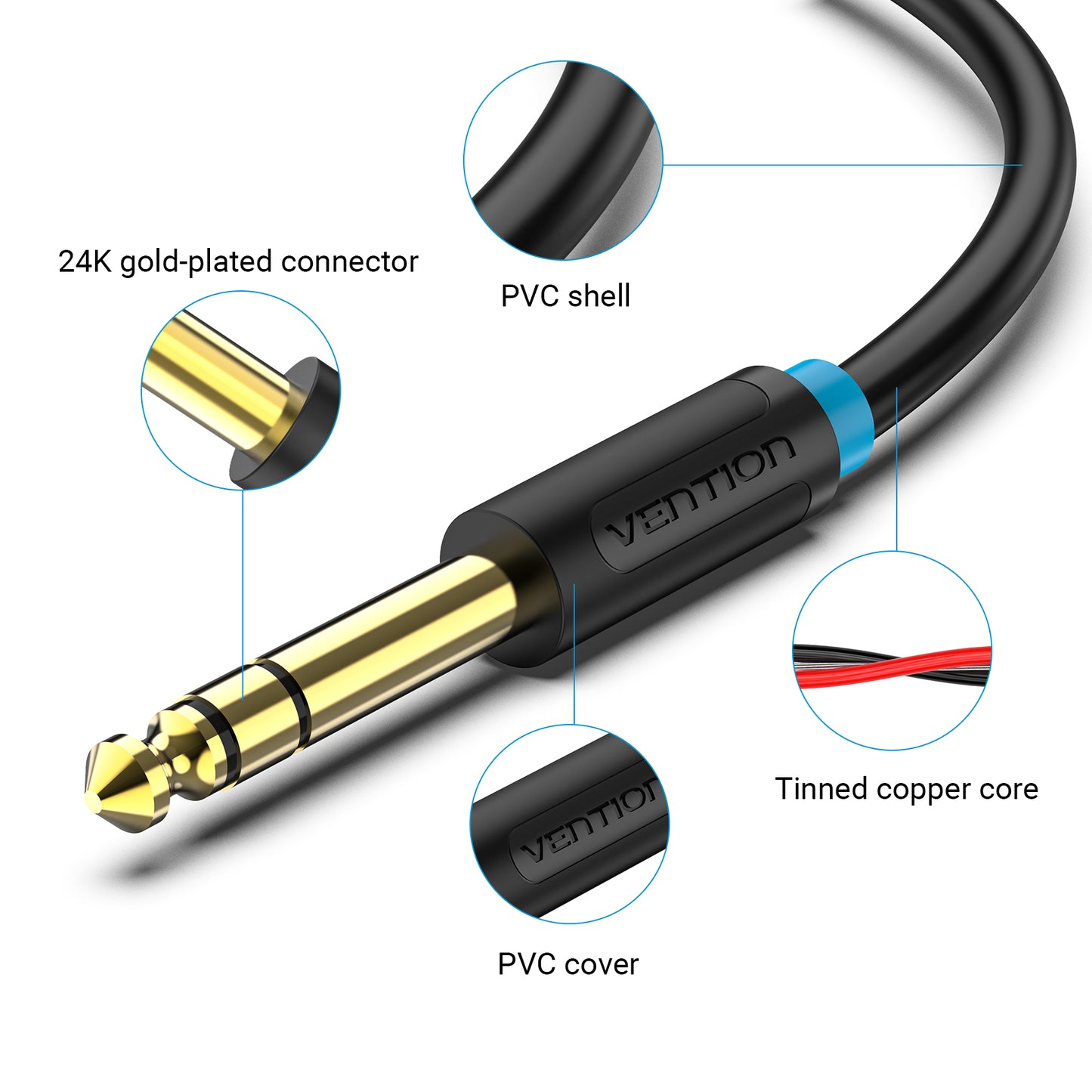 Vention Kabel AUX 6.35mm to Jack Audio 3.5mm TRS Cable - BAB
