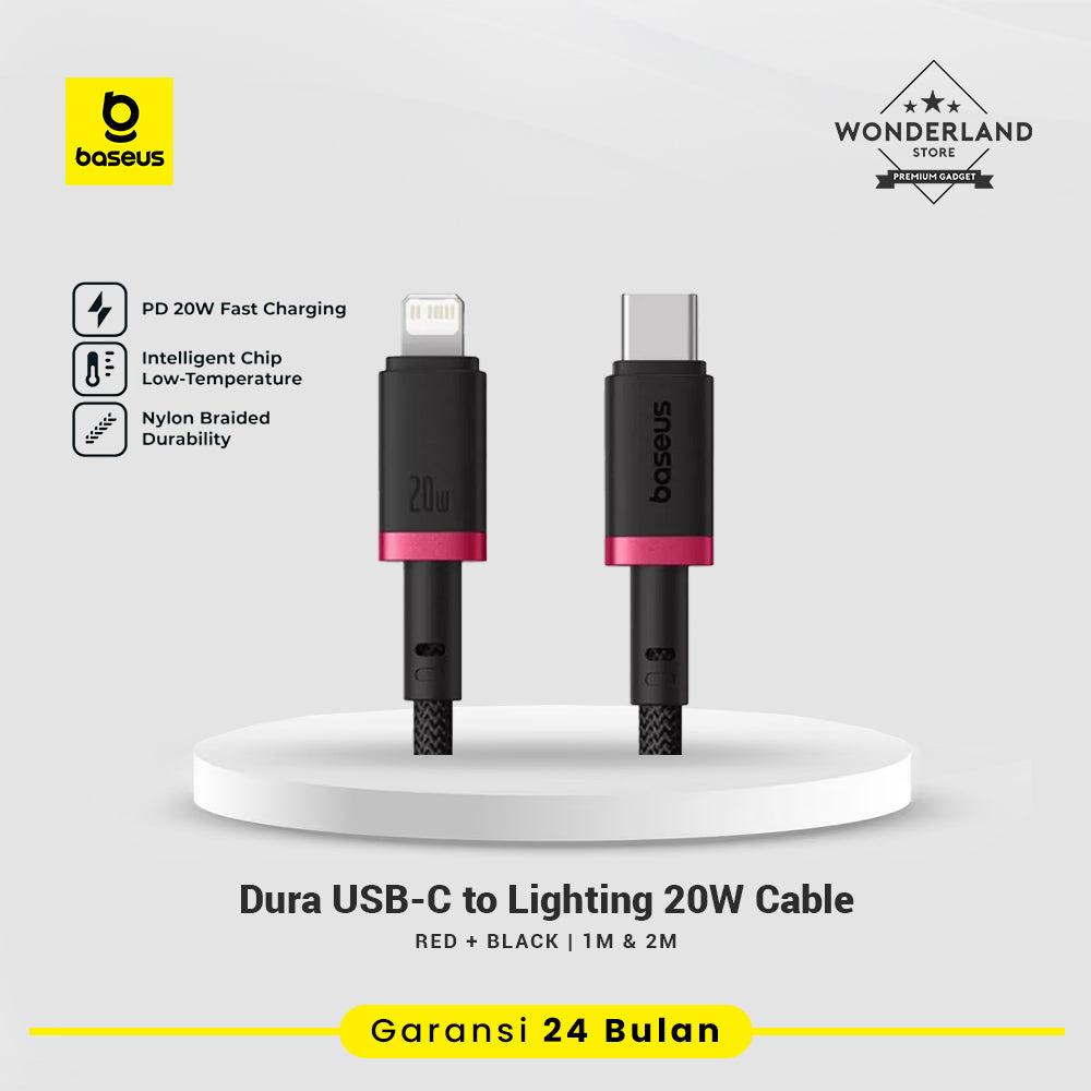 Baseus Dura Series Kabel Data iPhone USB-C to Lightning 20W Nylon Braided Material Fast Charging