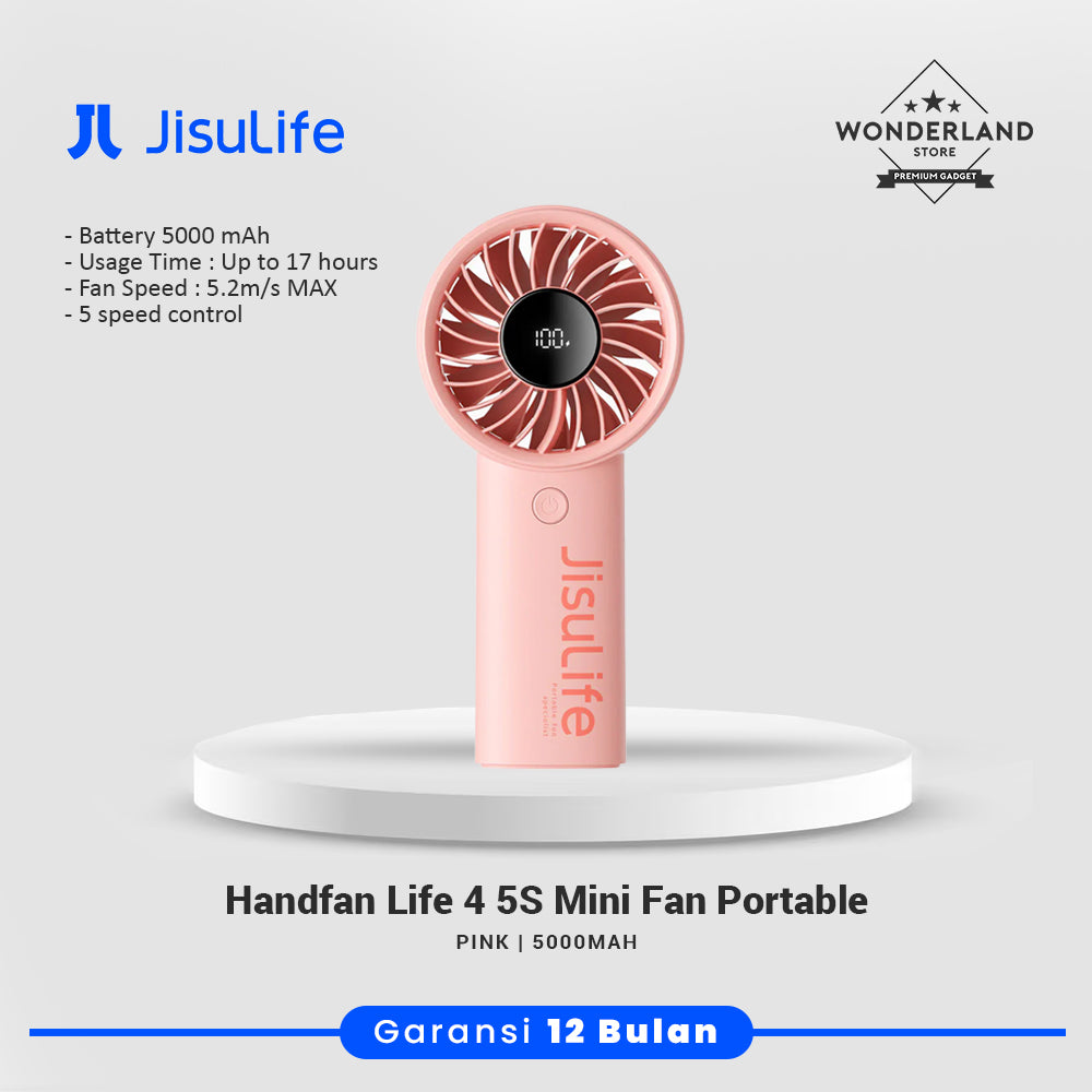 Jisulife Life 4 Hand Fan Kipas Tangan Kipas Portable 5 Speed LED Display