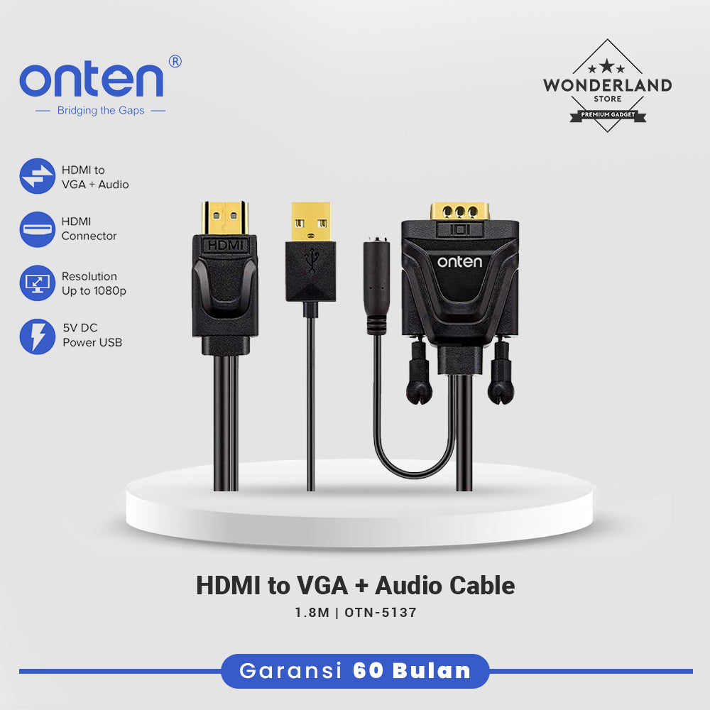 Onten Kabel HDMI To VGA + Audio Resolution Up To 1080p OTN-5137