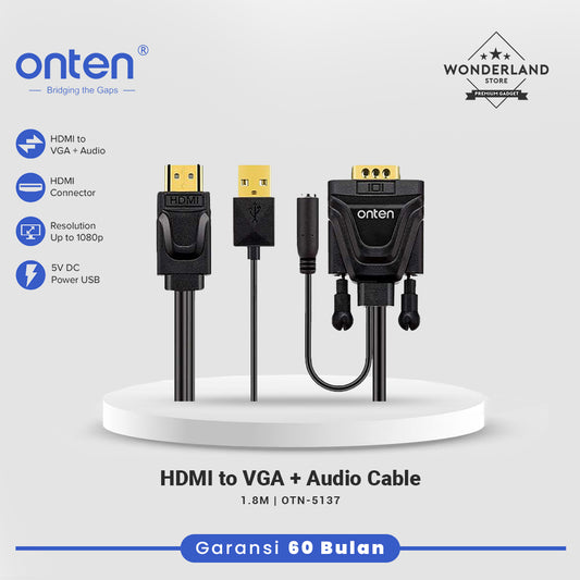 Onten Kabel HDMI To VGA + Audio Resolution Up To 1080p OTN-5137