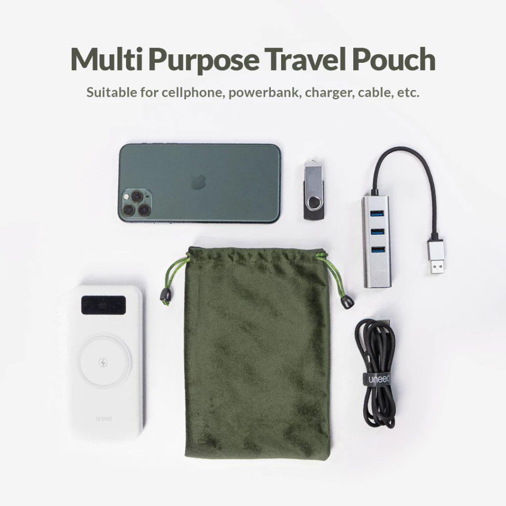 Uneed Universal Drawstring Pouch Powerbank Hp Charger Tas Serut - UOB101