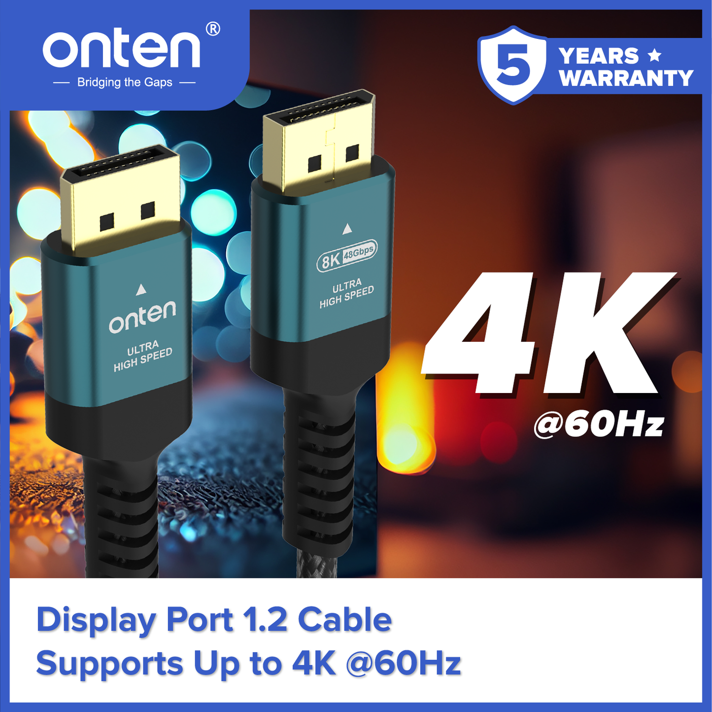 Onten Cable DP TO DP Kabel Display Port 1.2 Support up to 4K DP121