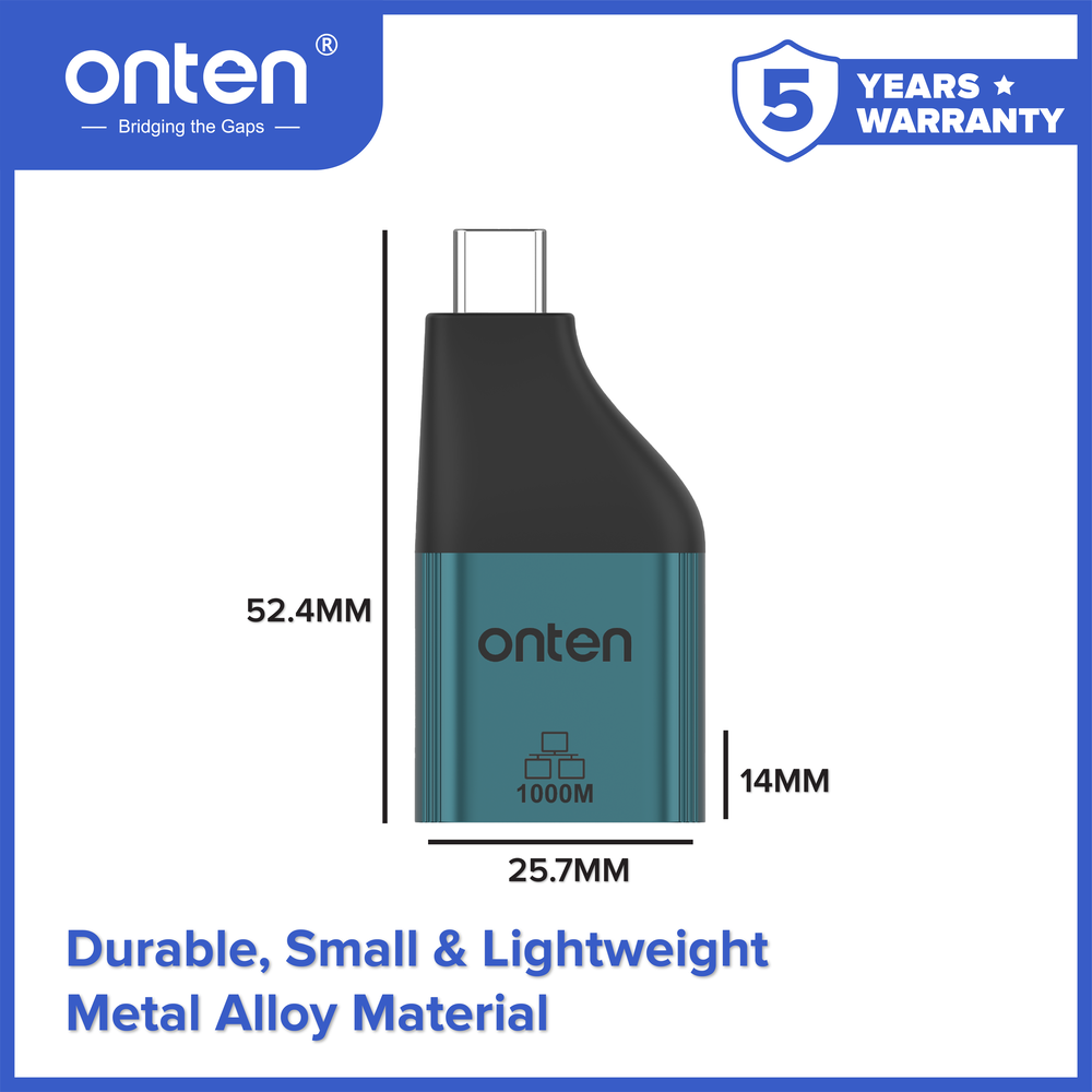 Onten Converter USB-C to Gigabit Lan Ethernet Connector 1000Mb/s OTN-UC101
