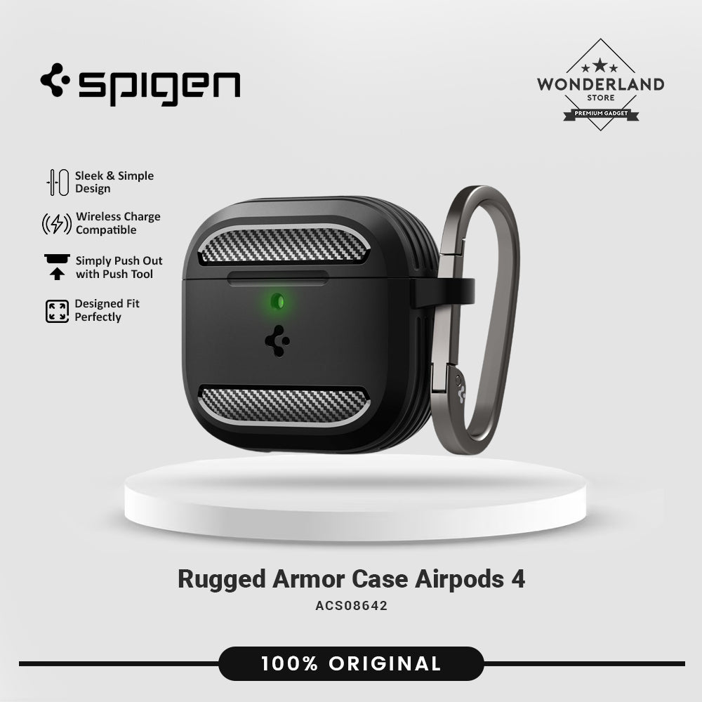 Spigen Case AirPods Gen 4 Spigen Rugged Armor Carbon Anti Shock Case Airpods 4