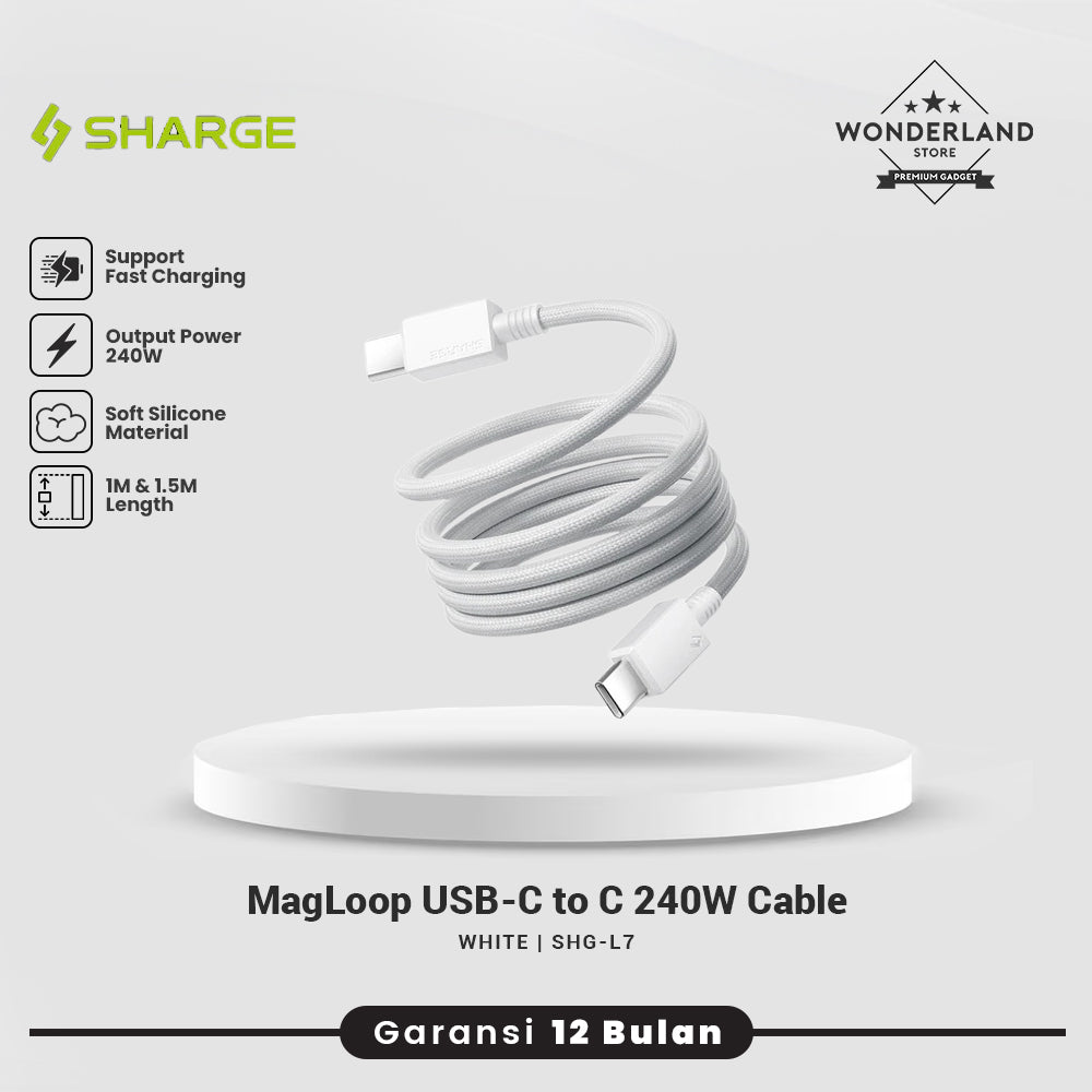 Sharge MagLoop USB-C to USB-C 240W PD 3.1 Fast Charging Braided Magnetic Cable