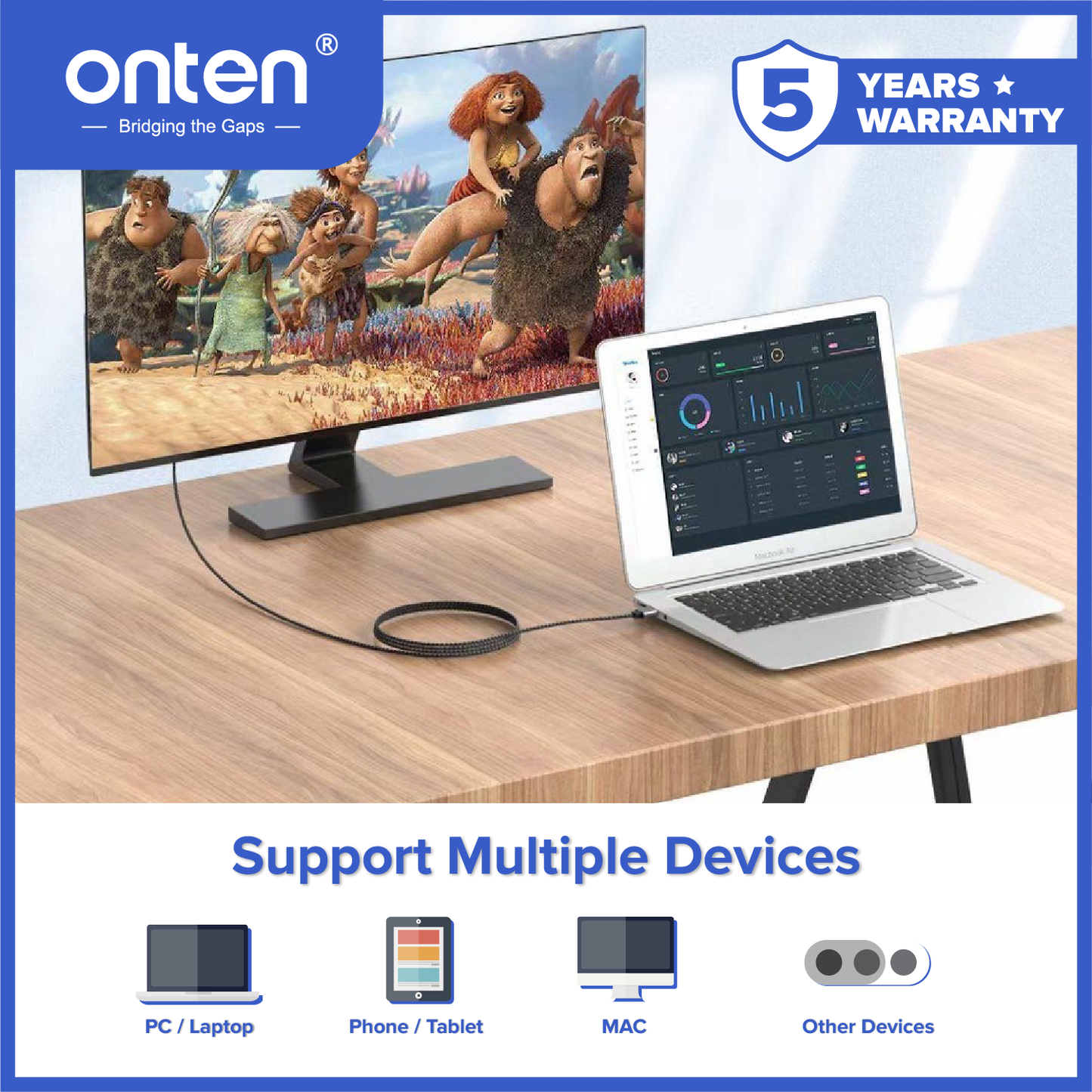 Onten Kabel Video Capture Card USB To HDMI Male Streaming Live 1080P OTN-US313