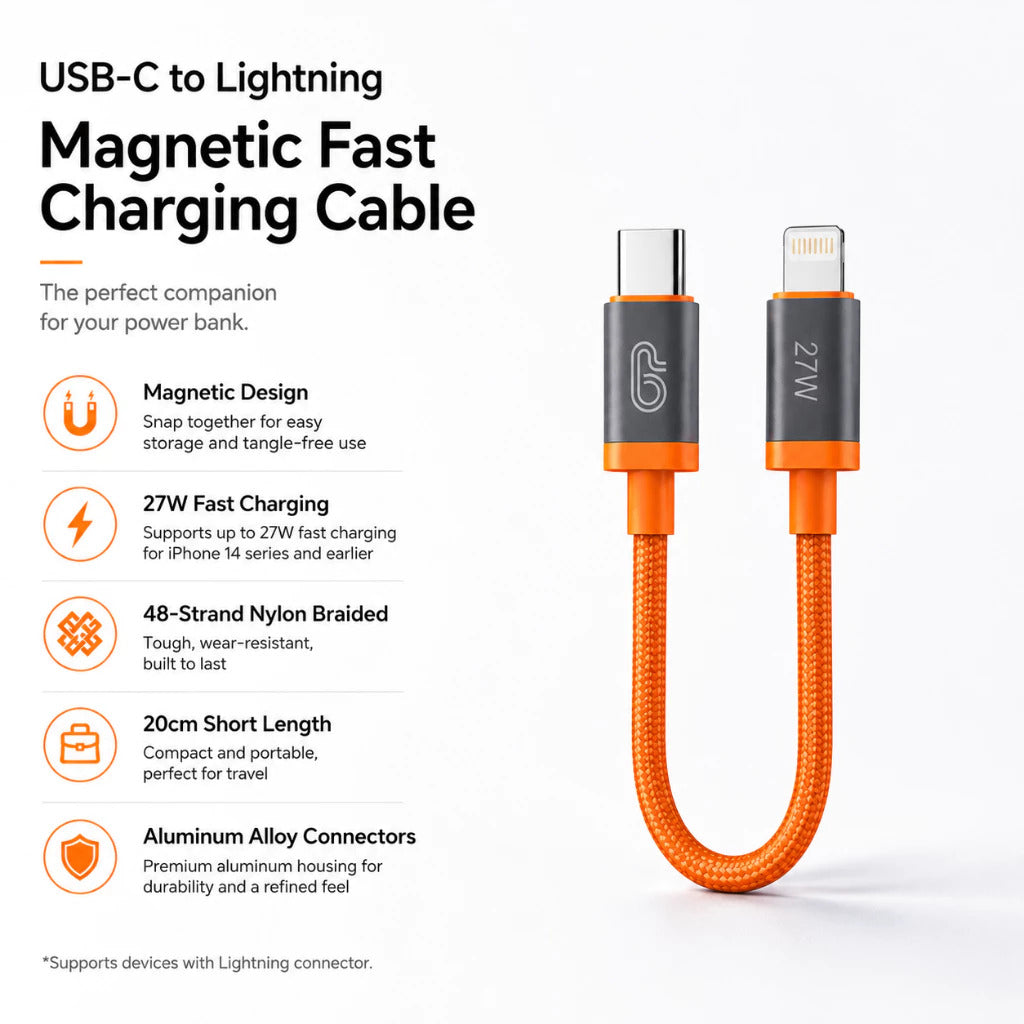 OnPrime Kabel USB-C to Lightning 27W Iron Series for Powerbank Nylon Braided