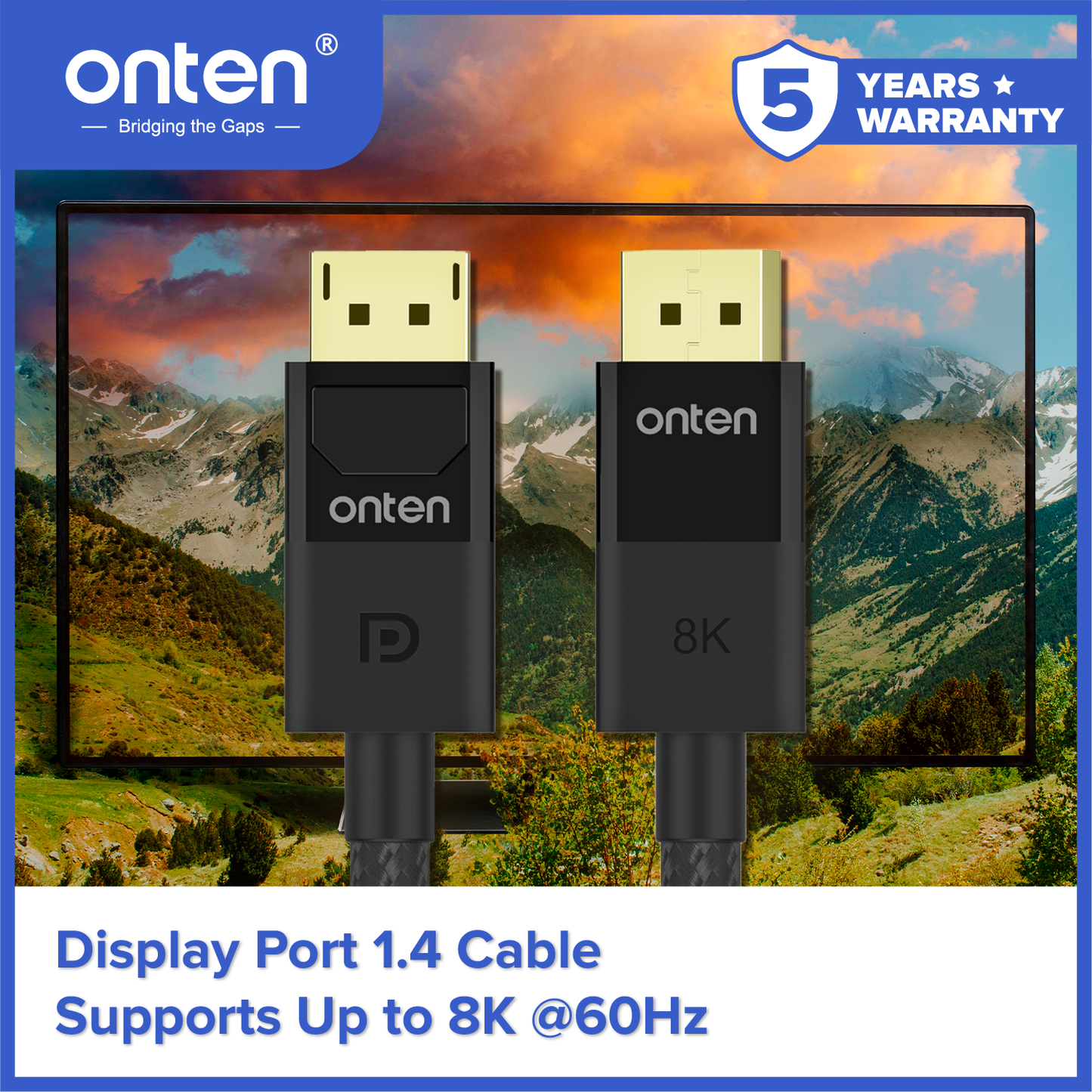 Onten Kabel DP TO DP Display Port 1.4 8K @60Hz Ultra High Speed Multi Device OTN-DP122