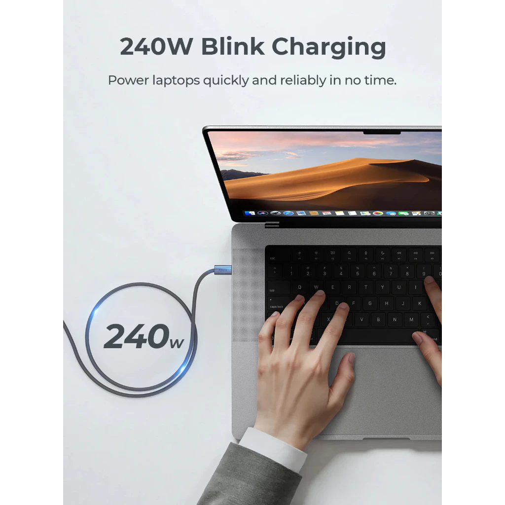 Aukey Circle Blink Kabel Charger USB-C to USB-C 240W Fast Charging Nylon Braided PD PPS SFC