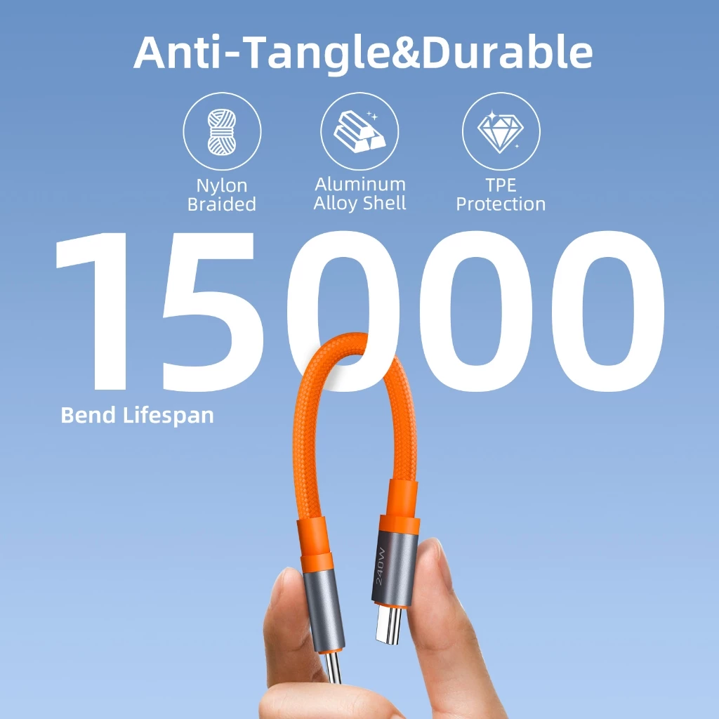 OnPrime Kabel Data USB-C to C 240W for Powerbank 20CM Fast Charging Kabel USB-C Powerbank