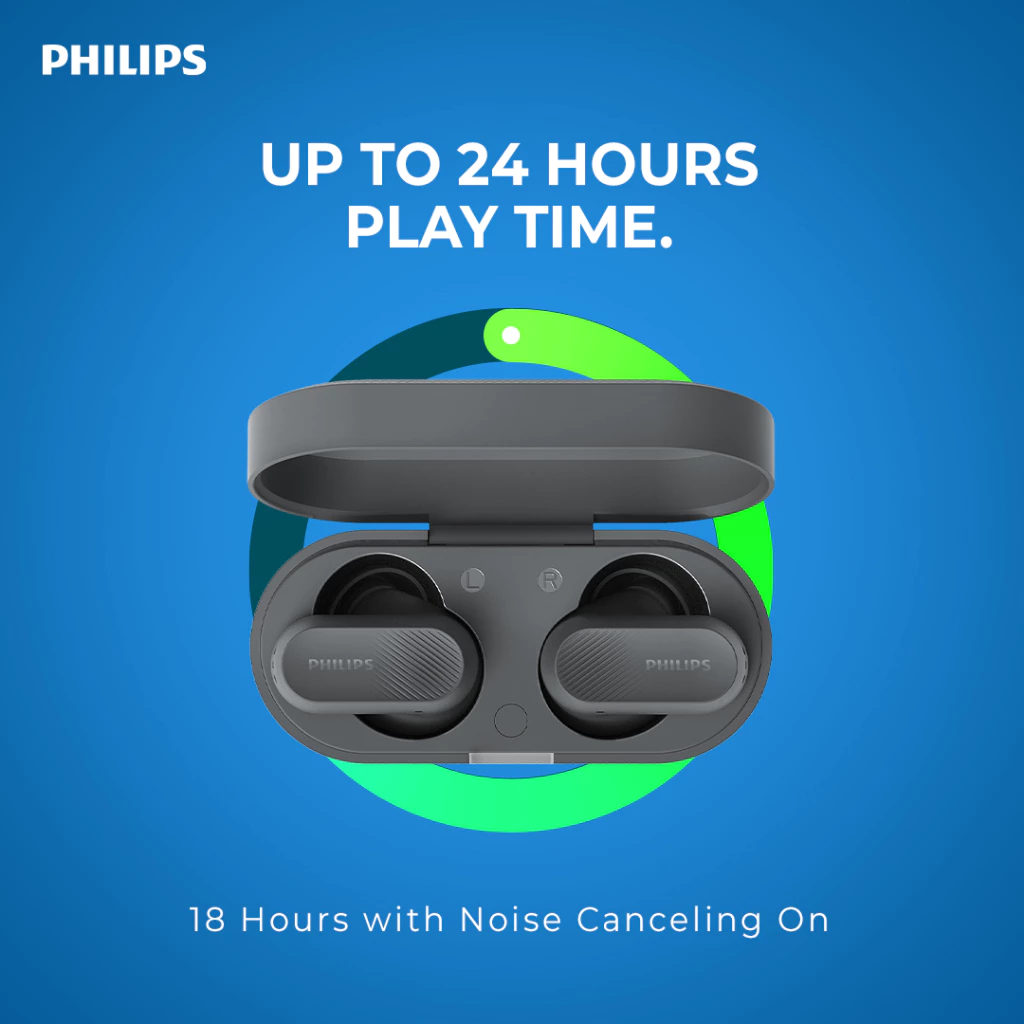 Philips TAT3509 Noise Canceling Pro True Wireless With Philips Sound Signature & Clear Calls