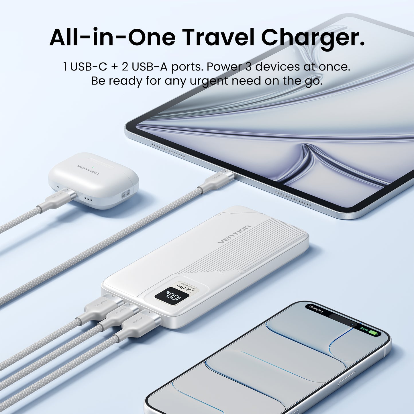 Vention CCC Powerbank 10000mAh 20000mAh 22.5W PD QC SCP AFC FCP LED Display Fast Charge