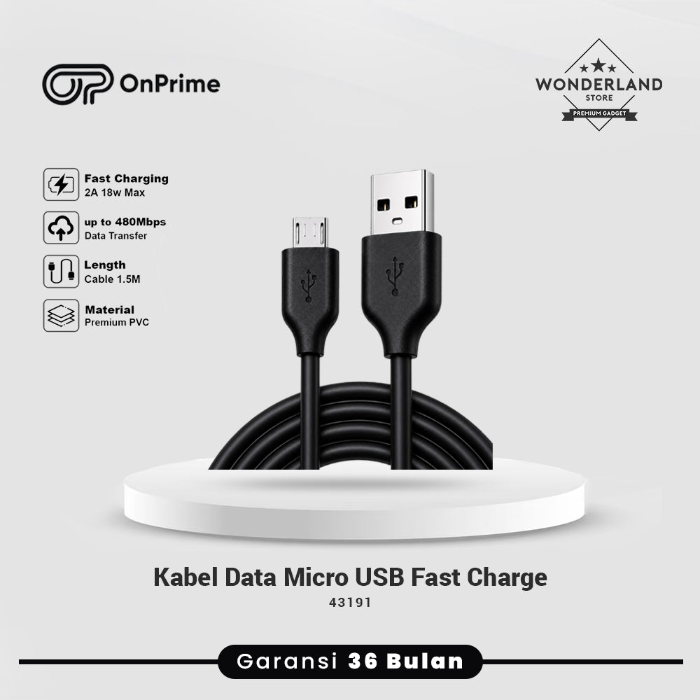 OnPrime Kabel Data Micro USB 1.5M 2A 18W Fast Charge Stone Series 43191