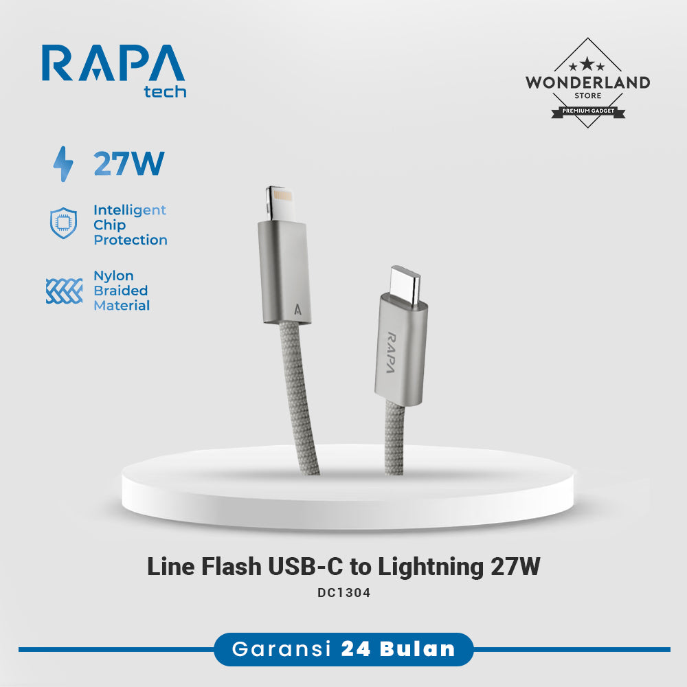 RAPAtech Line Flash USB-C to Lightning 27W Nylon Braided Fast Charging