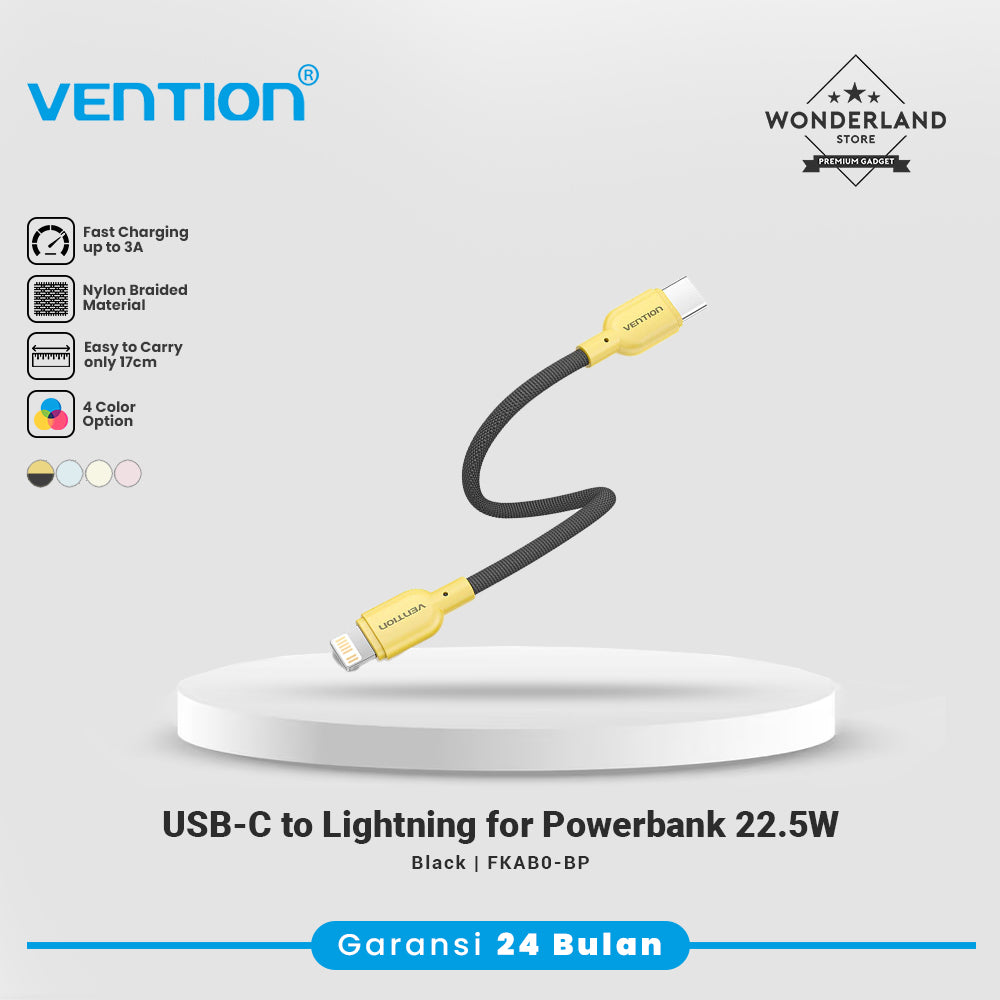 Vention Kabel Powerbank Pendek USB-C to Lightning Velo Series 27W 3A Fast Charging Nylon Braided