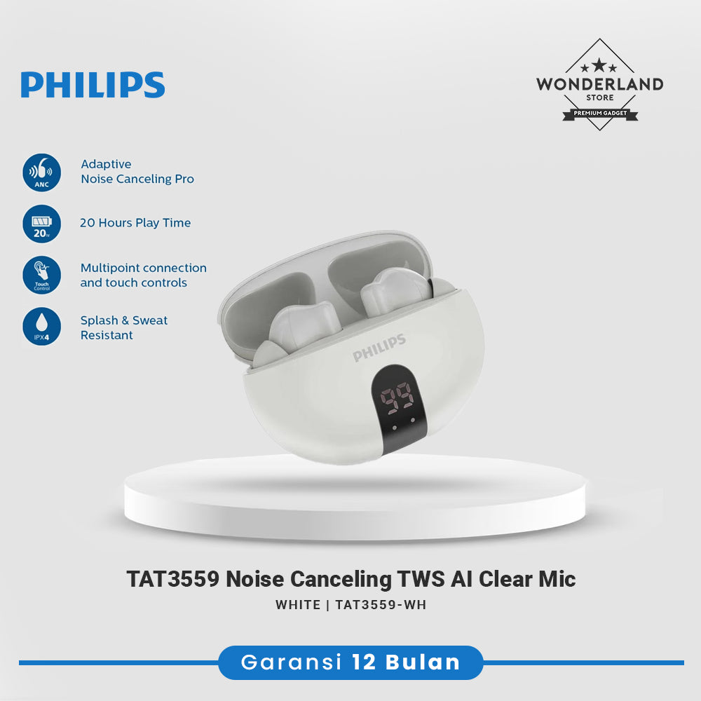 Philips TAT3559 Noise Canceling True Wireless with AI Clear Mic