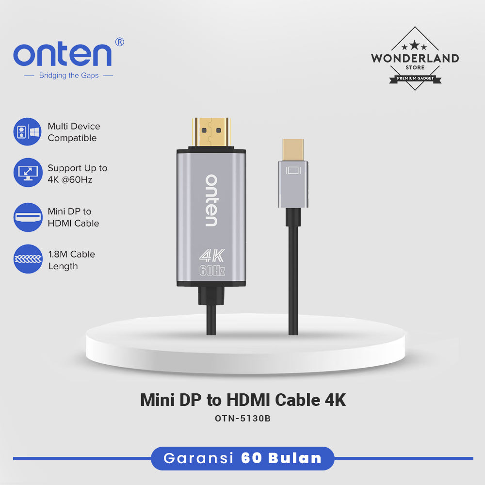 Onten Kabel Mini DP to HDMI Male Converter 1.8Meter Up to 4K @60Hz OTN-5130B