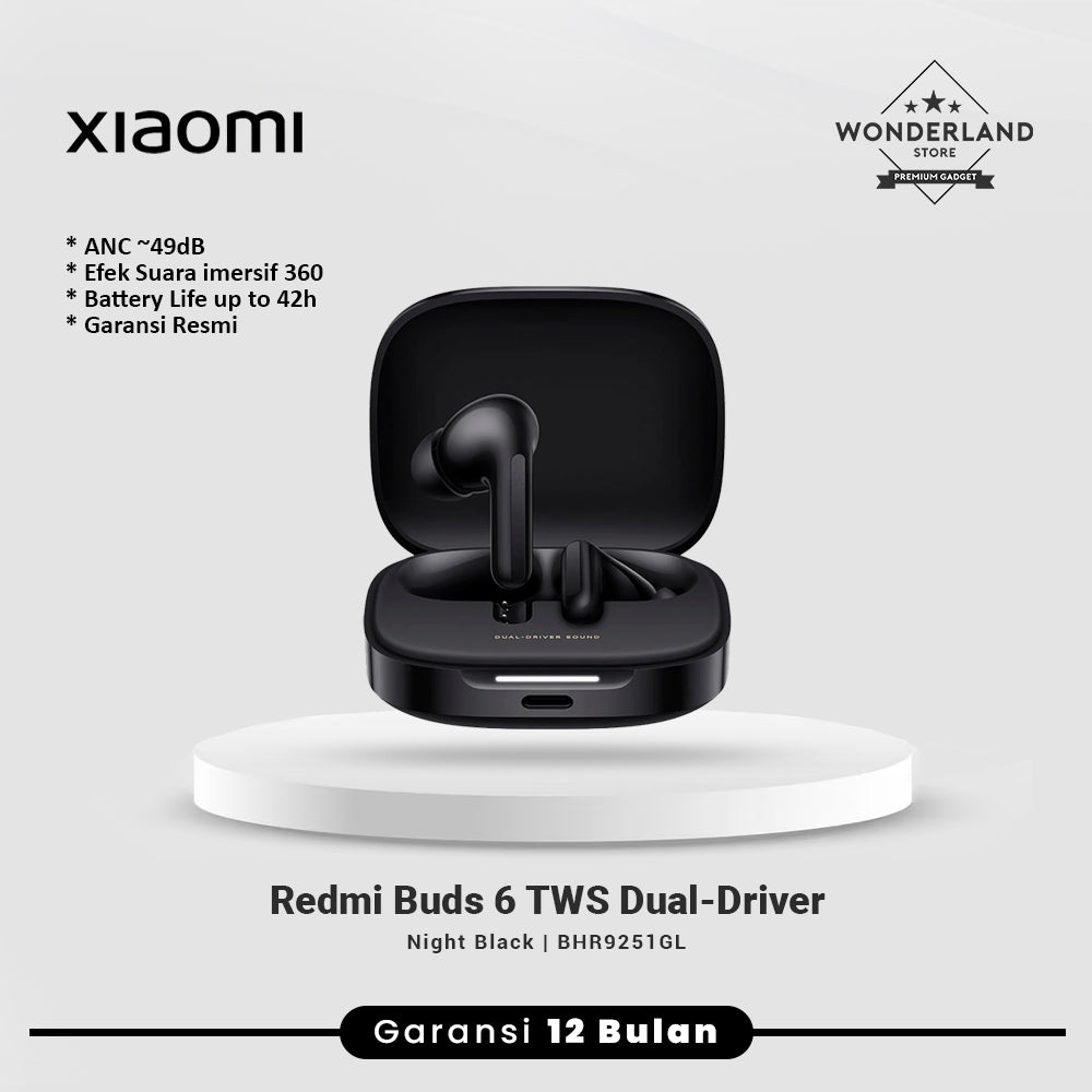 Xiaomi Redmi Buds 6 Earbuds TWS Bluetooth Dual-Driver ANC 49dB Imersive Sound 360°