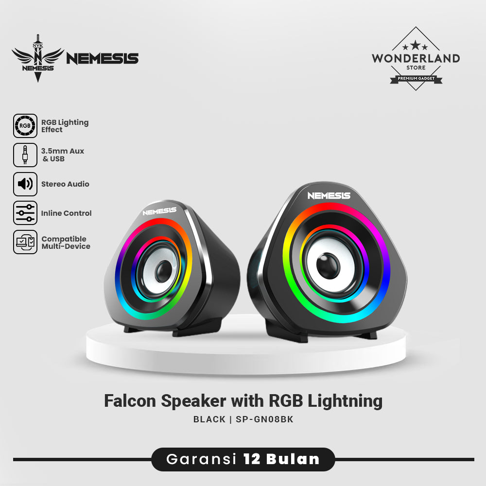 NYK Nemesis Falcon Speaker Gaming Wired with RGB Light Stereo Sound SPN-08