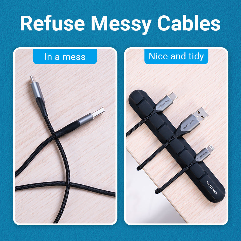 Vention Kabel Manager Organizer Cable Clips Holder For Dekstop 3 / 5 / 7 Line Ports