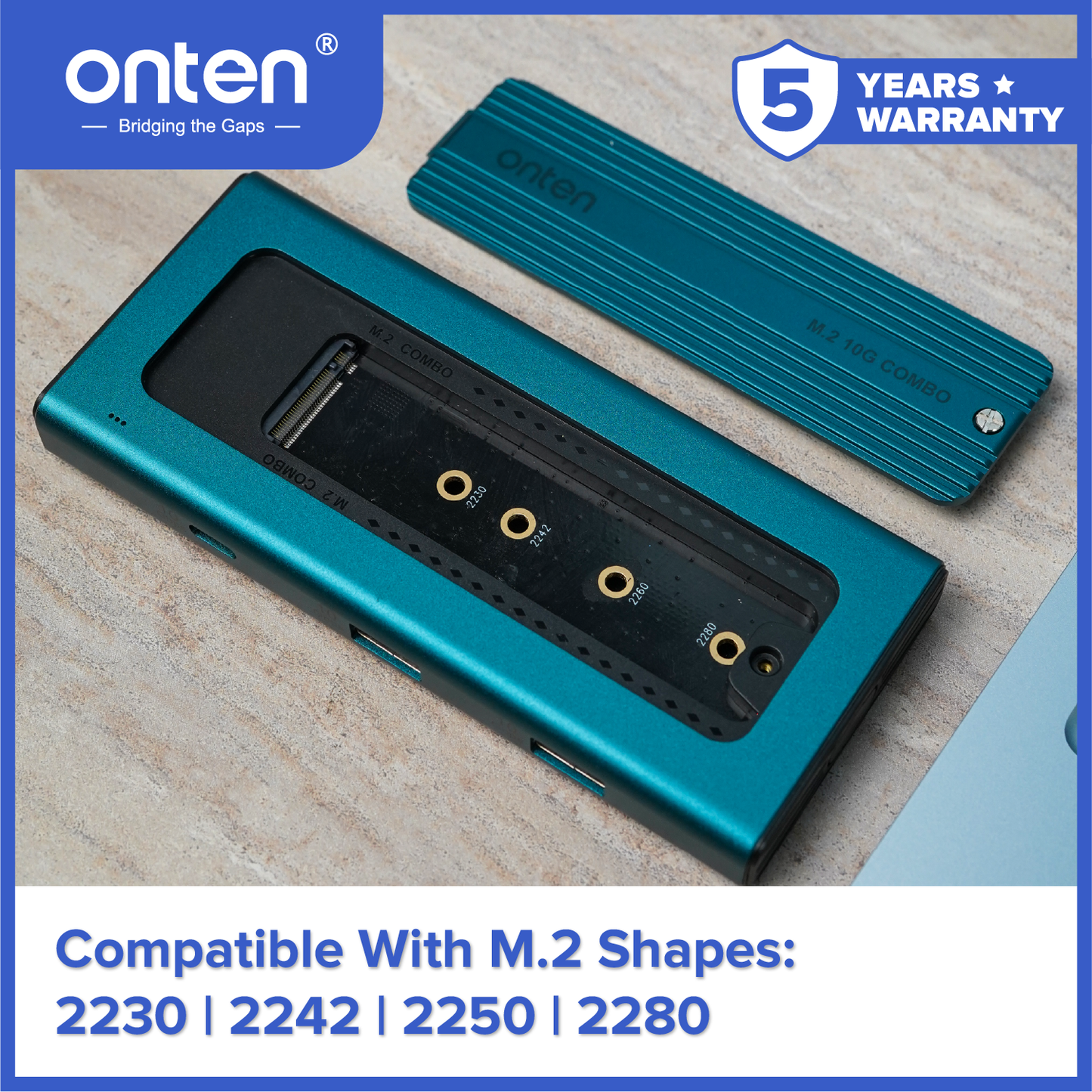 Onten SSD Enclosure HUB M.2 NVME 10Gbps USB 3.2 Gen 2 Connection Casing SSD OTN-M232