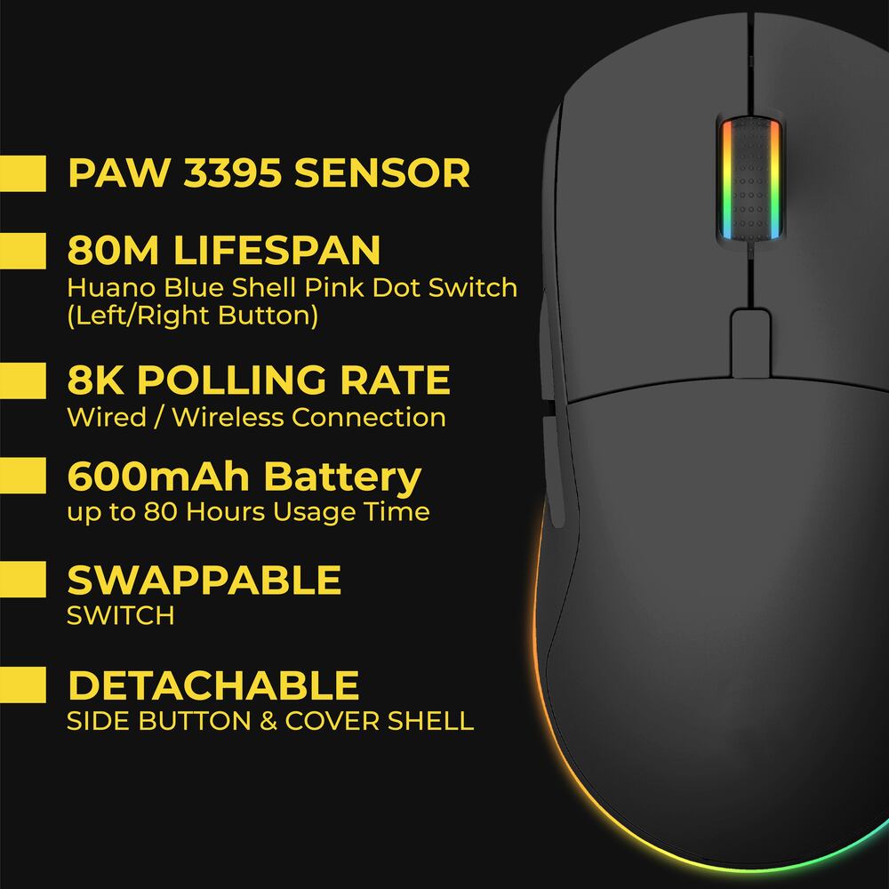 Sades Ryunix Kojin MX10 Mouse Gaming Wireless Bluetooth Triple Mode Ambidextrous