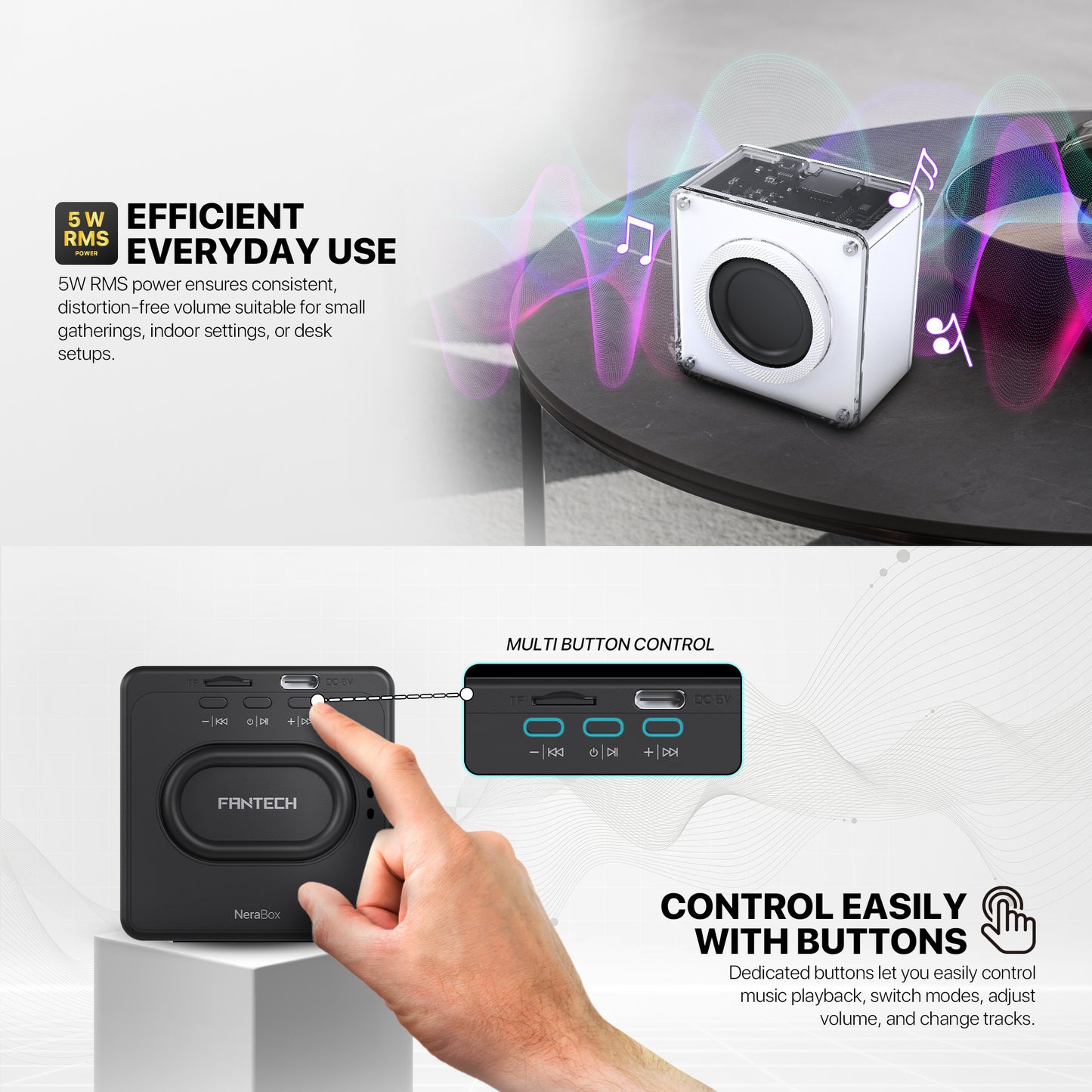 Fantech Nerabox BS152 Speaker Portable Bluetooth 5.4 TF Card TWS Mode