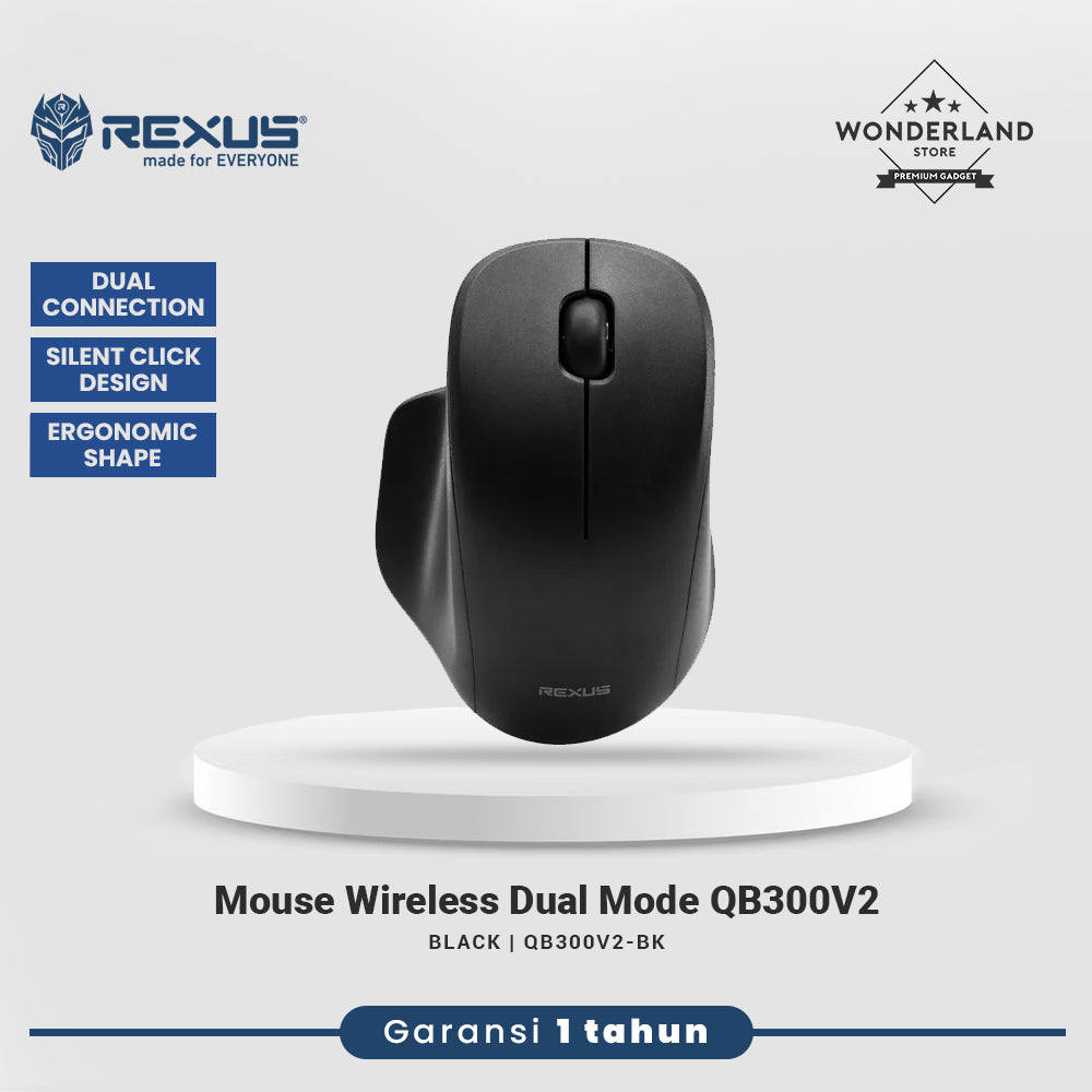 Rexus QB300V2 Dual Mode Wireless Mouse Office Ergonomic Shape Silent Click QB300 V2