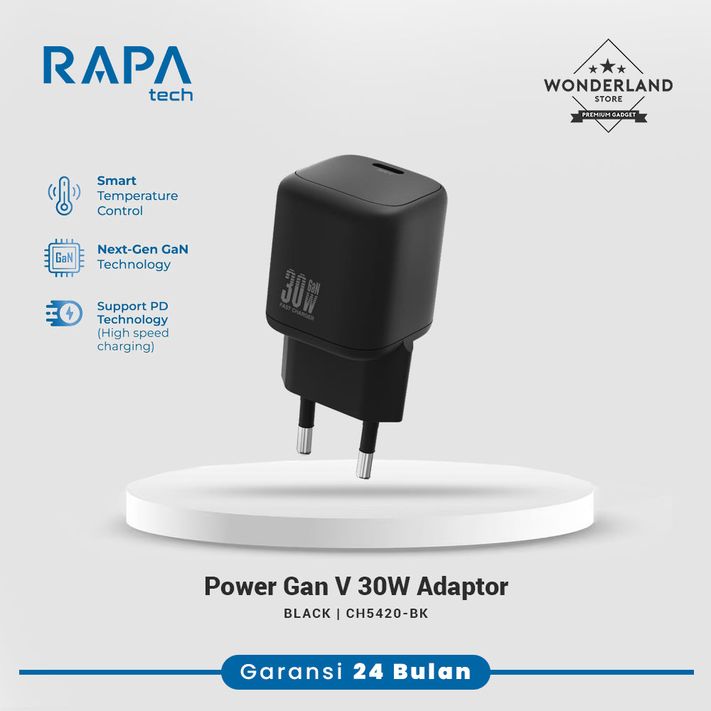 RAPAtech Power GaN V 20W 30W Charger iPhone Android Include USB-C to C Cable