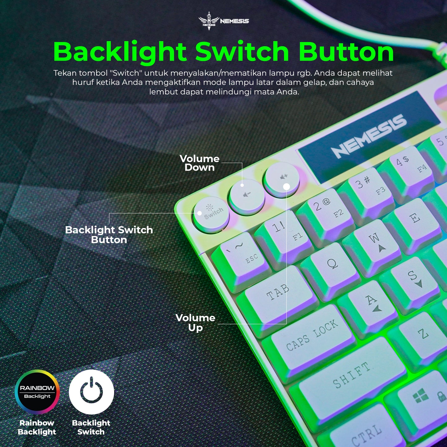 NYK Nemesis Eris K06 Keyboard Gaming 61% Wired Membrane With Holder K-06