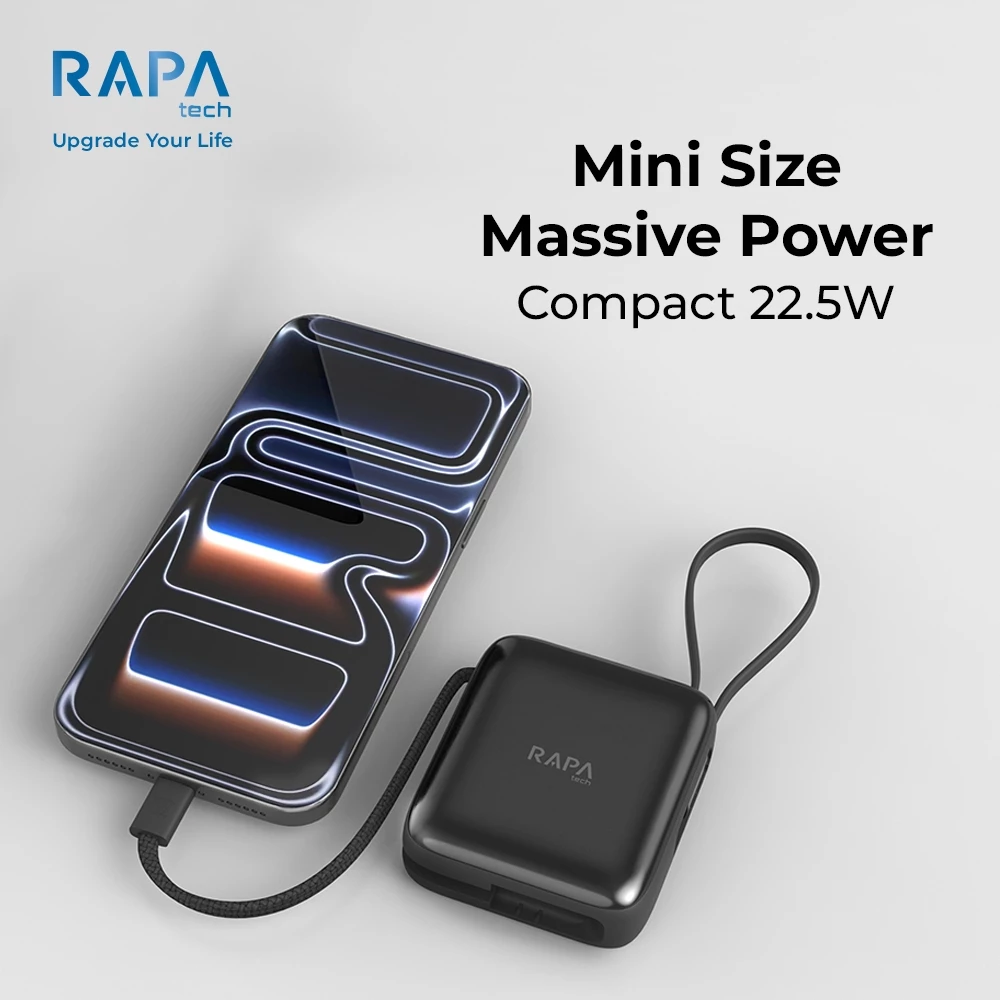 Rapatech CCC Powerbank Origin Link LX17 PD22,5W 10000Mah Ultra Mini Size Built in Dual Cable